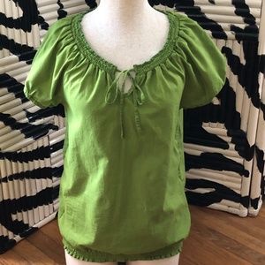 Green Cotton Top Cotton Tunic Elastic Waist Medium
